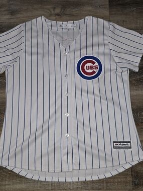 Addison Russel Chicago Cubs 27 MLB Majestic Cool base Womens XL Striped Jersey